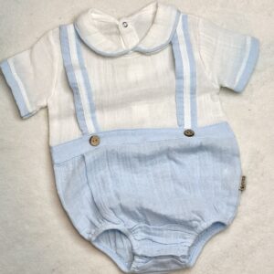 אוברול תינוק אלגנטי לבן-תכלת